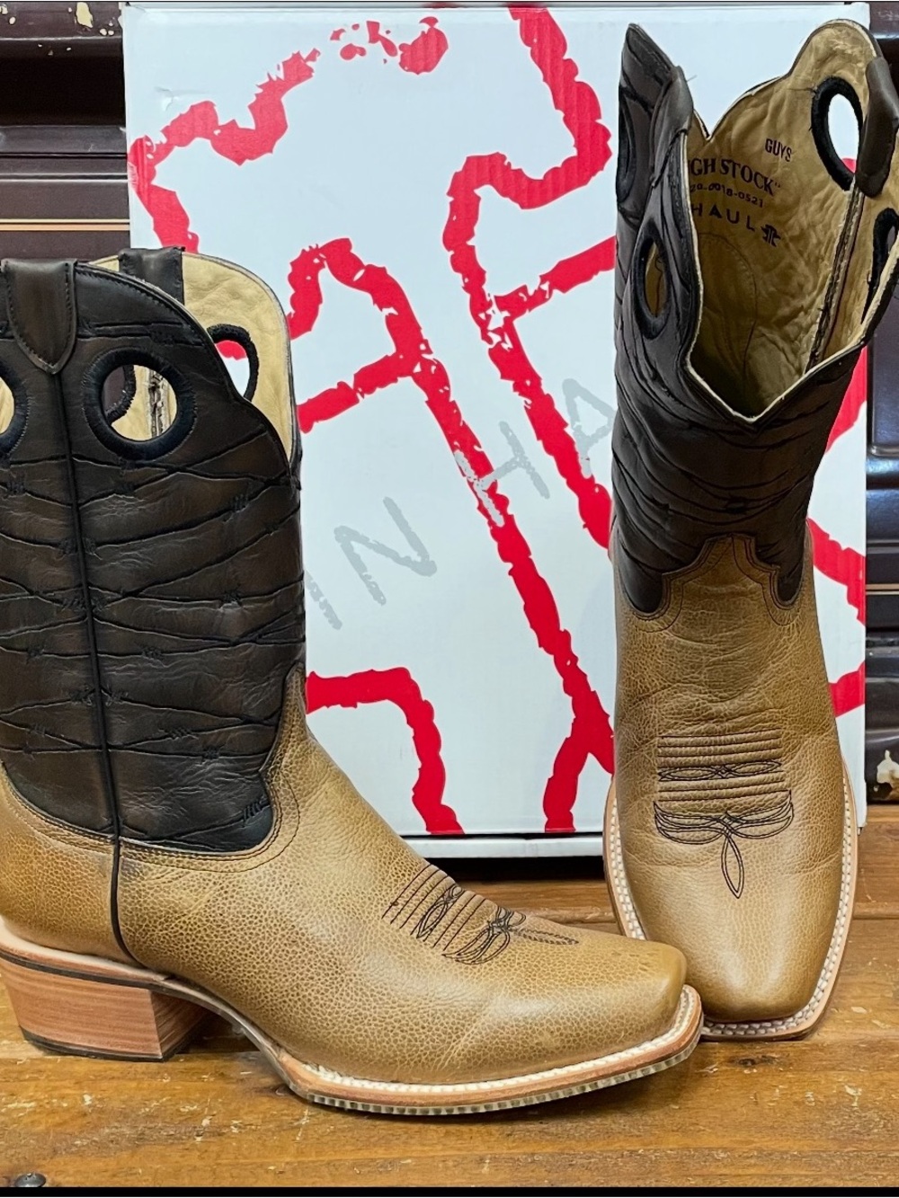 Tin Haul Two-Tone Tan and Black Men's Western Cowboy Boots